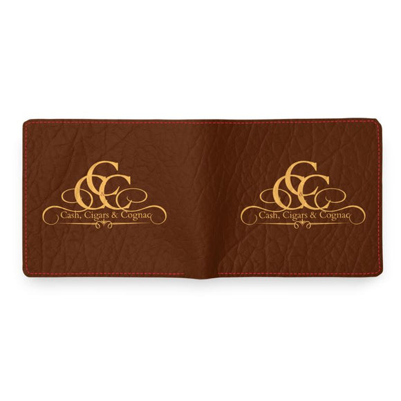 Cash, Cigar & Cognac- Cognoscente Signature Men's Wallet, Cigar Brown & Gold