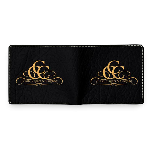 Cash, Cigar & Cognac- Cognoscente Signature Men's Wallet, Smoke Black & Gold